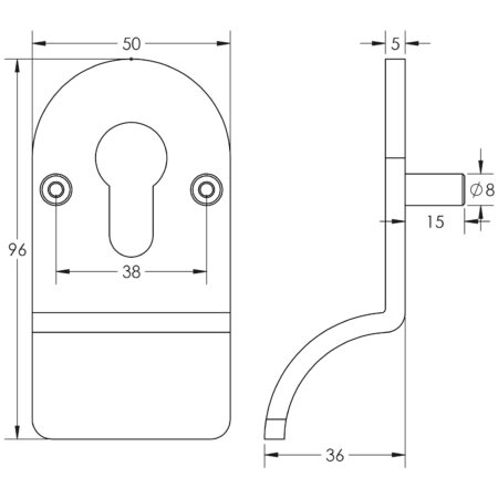 Cylinder Pull Lug Fixed Satin Stainless Steel - Image 2