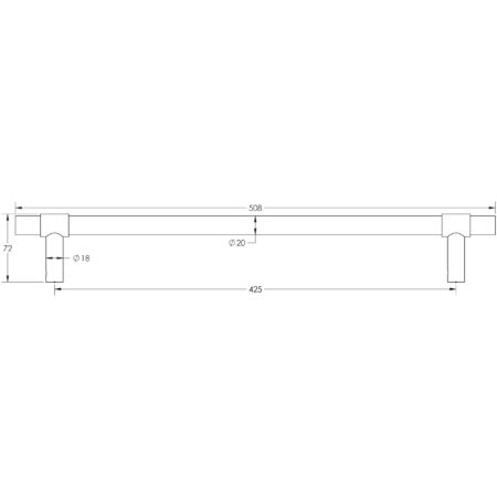 Frelan CRES 425mm Bolt Through Satin Stainless Steel T-Bar Pull Handle - Image 2