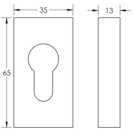 Frelan CRES Rectangular Satin Stainless Steel Euro Escutcheon - Image 2