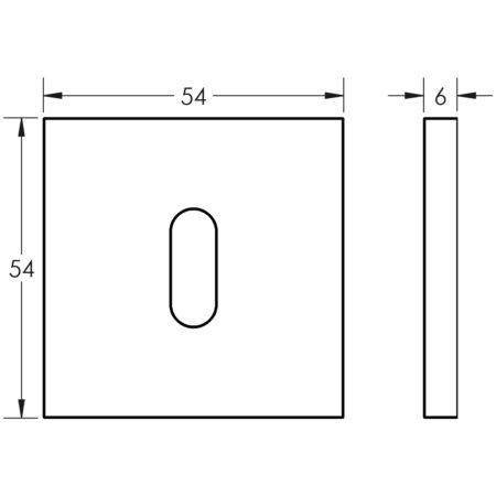 CR-T10 Satin Stainless Steel Standard Keyway Square Rose Escutcheon - Image 2