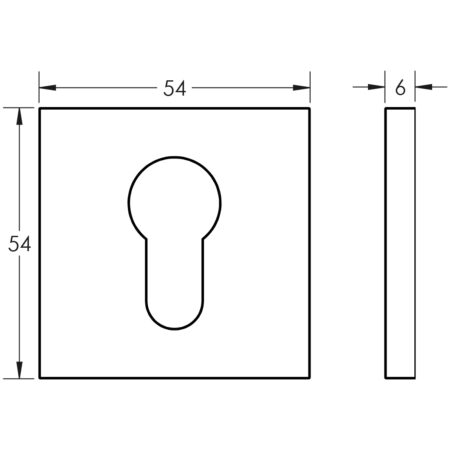 CR-U10 Dark Bronze Euro Keyway Square Rose Escutcheon - Image 2