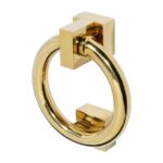 BLU Secret Fix / Bolt Fix Ring Door Knocker - 316 Stanless Steel with a PVD Polished Brass Finish