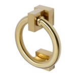 BLU Secret Fix / Bolt Fix Ring Door Knocker - 316 Stanless Steel with a PVD Satin Brass Finish