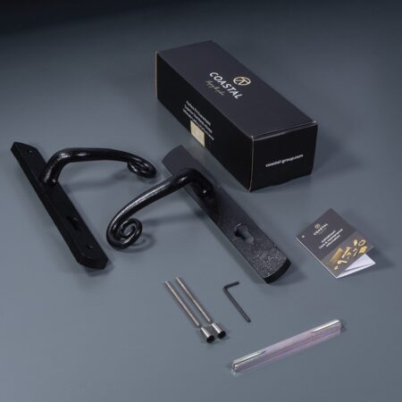 DuraTique CO7300C Right Hand Curly Tail 92mm MPL Door Handle 35 x 268 x 13mm Stainless Steel Textured Matt Black - Image 3