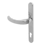 BLU EGC096 Ergonomic Lever Door Handle on Backplate Set Visible Fixings 316 Polished Stainless Steel