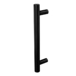 BLU HAB2 Inline Round 'T' Bar Pull Handle 400mm Long 300mm Centres 32mm Diameter Universal Fixing 316 Stainless Steel with a Matt Black Lacquer Finish