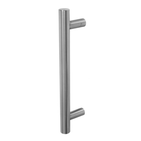 BLU HAB2 Inline Round 'T' Bar Pull Handle 400mm Long 300mm Centres 32mm Diameter Universal Fixing 316 Satin Stainless Steel