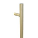 BLU HAB2 Inline Round 'T' Bar Pull Handle 600mm Long 400mm Centres 32mm Diameter Universal Fixing 316 Stainless Satin Brass