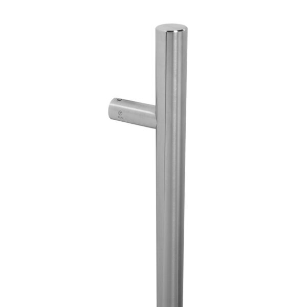 BLU HAB2 Inline Round 'T' Bar Pull Handle 900mm Long 700mm Centres 32mm Diameter Universal Fixing 316 Satin Stainless Steel