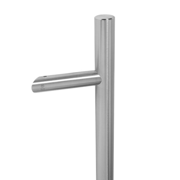 BLU HAB6 Offset Round 'T' Bar Pull Handle 600mm Long 400mm Centres 32mm Diameter Universal Fixing 316 Satin Stainless Steel
