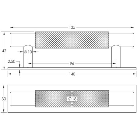 Hoxton Taplow Cabinet Handles 96mm Ctrs Plain Backplate Satin Nickel - Image 2
