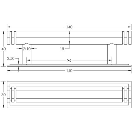 Frelan Hoxton Nile Cabinet Handles 96mm Ctrs Stepped Backplate Black - Image 2