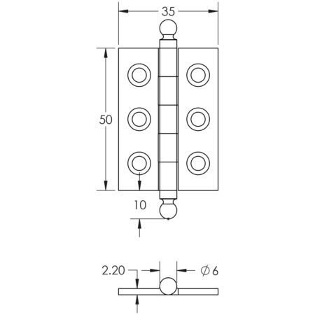 Hoxton Brass Finial Hinges 50x35mm Black - Image 2