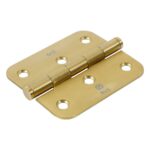 BLU Slim Knuckle Window Hinge Radius Corner - 76 x 66 x 2mm - 316 Stainless Steel with a PVD Satin Brass Finish (Screws Included)