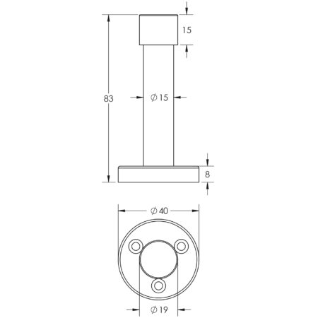 Aluminium Wall Mounted Doorstop 76mm Satin Anodised Aluminium - Image 2