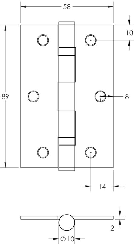 Jedo Steel Ball Bearing Hinges 89x58mm 89x58x2mm Black - Image 2