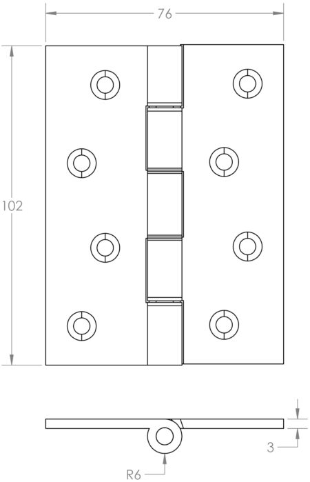 Double Phosphor Bronze Washered Hinges 102x76x3mm Antique Brass - Image 2