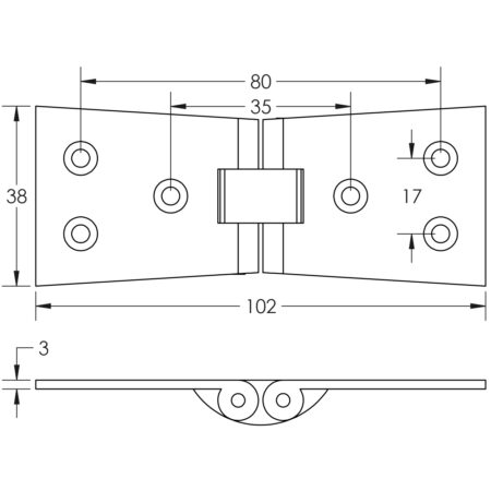 Jedo Counter Flap Hinge 99x40x1mm Polished Brass - Image 2