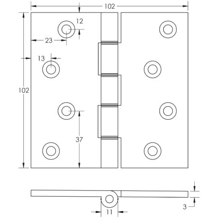 Projection Hinges 102x102x3mm Satin Chrome - Image 2