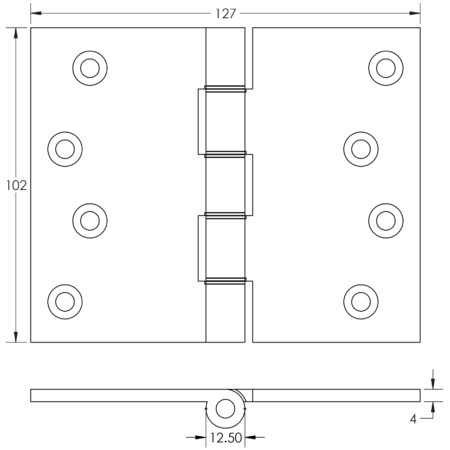 Projection Hinges 102x125x3.5mm Polished Brass - Image 2