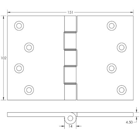 Projection Hinges 102x151x3.5mm Polished Brass - Image 2