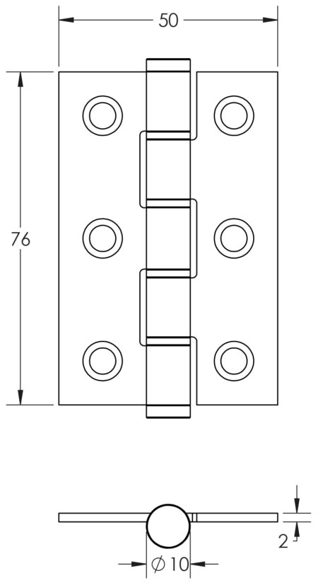 Jedo Stainless Steel Grade 7 Washered Hinges 76x50mm Polished Stainless Steel - Image 2