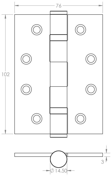 Certifire Stainless Steel Grade 13 Ball Bearing Hinges (PCK 3) 102x76x3mm Satin Stainless Steel - Image 2