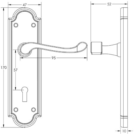 Turnberry Suite Door Handle on Lockplate Black - Image 2