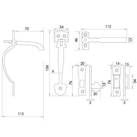 Antique Gate Catches 156mm Black - Image 2