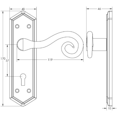 Royal Suite Door Handle on Bathroom Plate Black - Image 2