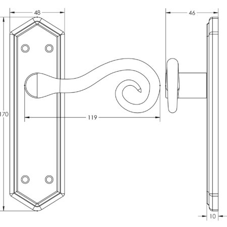 Royal Suite Door Handle on Latchplate Black - Image 2