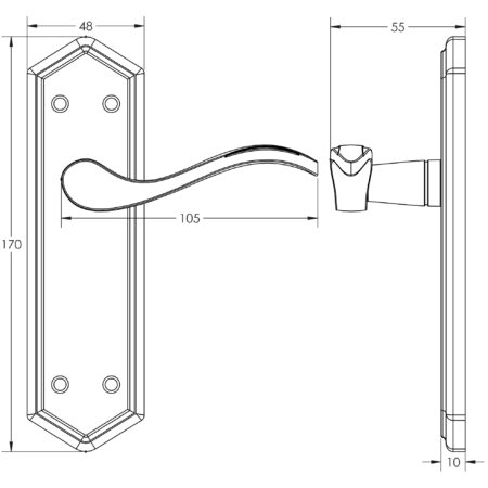 Wentworth Suite Door Handle on Latchplate Black - Image 2