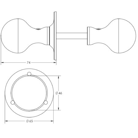 Antique Ball Rim Knobs 46mm dia Black - Image 2