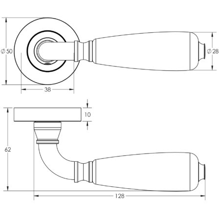 Oxford Handle on Rose Polished Chrome & White Porcelain - Image 2