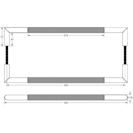425x20mm GM Mitred B/B Knurled Pull Handle 304g - Image 2