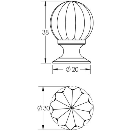 30mm PVD Pumpkin Ball Cupboard Knob - Image 2