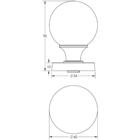 PVD Plain Ball Glass Mortice Knob - Image 2