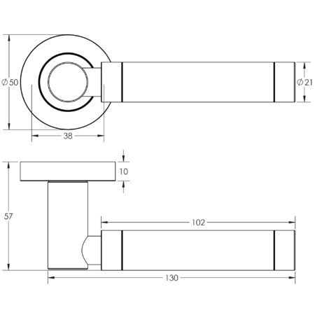 Milo Door Handle on Rose Plain Glass/Polished Chrome - Image 2