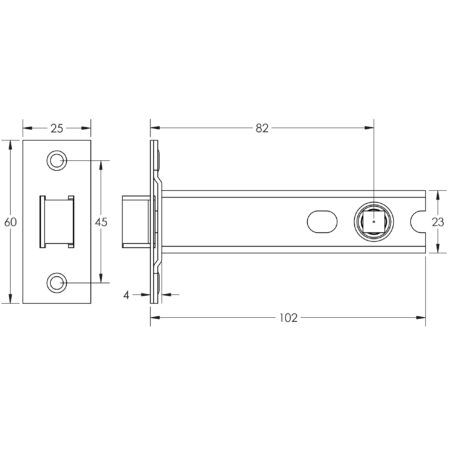 Jedo Heavy Duty Tubular Latches - 45 Degree Short Travel 102mm Brass Finish - Image 2