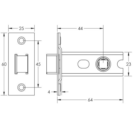 Jedo Heavy Duty Tubular Latches - 45 Degree Short Travel 64mm Dark Bronze - Image 2