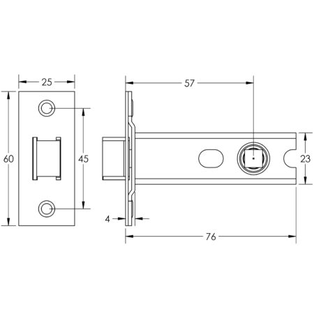 Jedo Heavy Duty Tubular Latches - 45 Degree Short Travel 76mm Satin Brass - Image 2