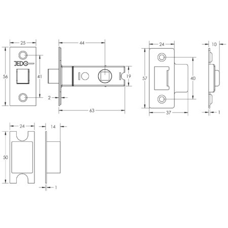 Frelan 64mm Satin Brass Tubular Latch - Image 2