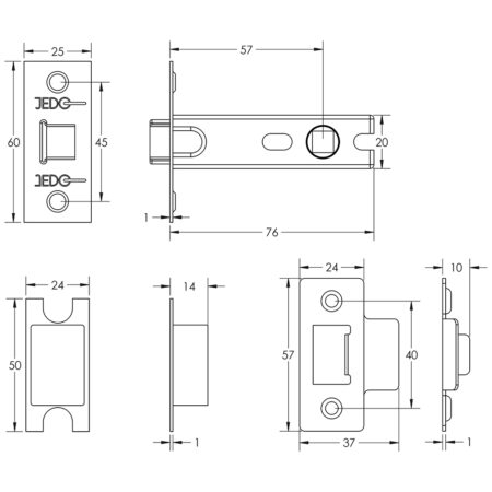75mm Antique Brass Tubular Latch - Image 2
