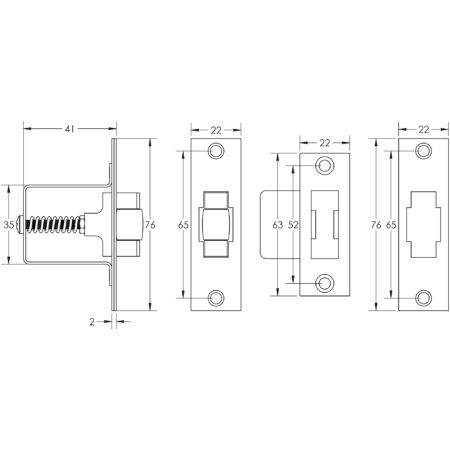 Jedo Rollerbolt Catch 41mm Satin Brass - Image 2