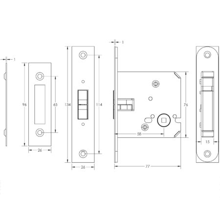 Jedo Sliding Door Bathroom Lock Satin Chrome - Image 2