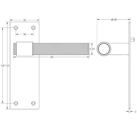 Nero T-Bar Door Handles on Latchplate Black - Image 2
