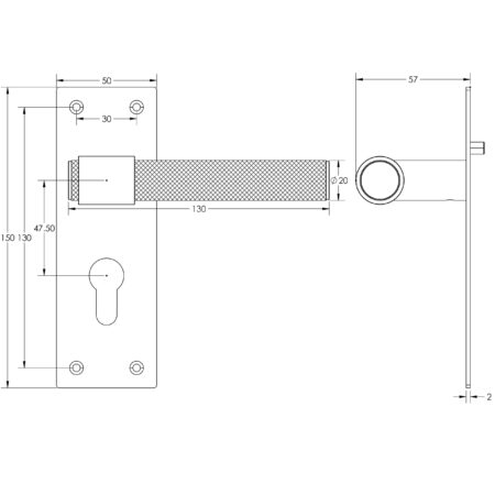 Nero T-Bar Door Handles on Euro Profile Lockplate Black - Image 2