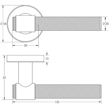 Nero T-Bar Knurled Black Door Handle - Image 2
