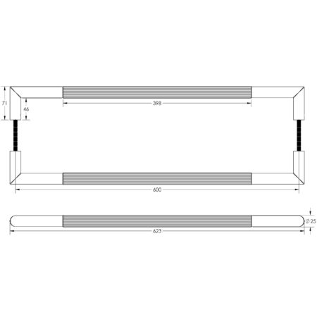 Three One Six Linear Pull Handles 600x25mm Back to Back Black - Image 2