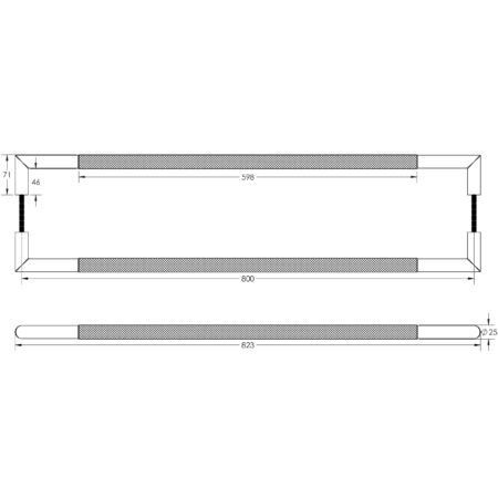 Three One Six Diamond Pull Handles 800x25mm Back to Back Black - Image 2